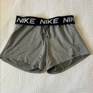Nike Women’s Grey Athletic Shorts with Black Branded Waistband